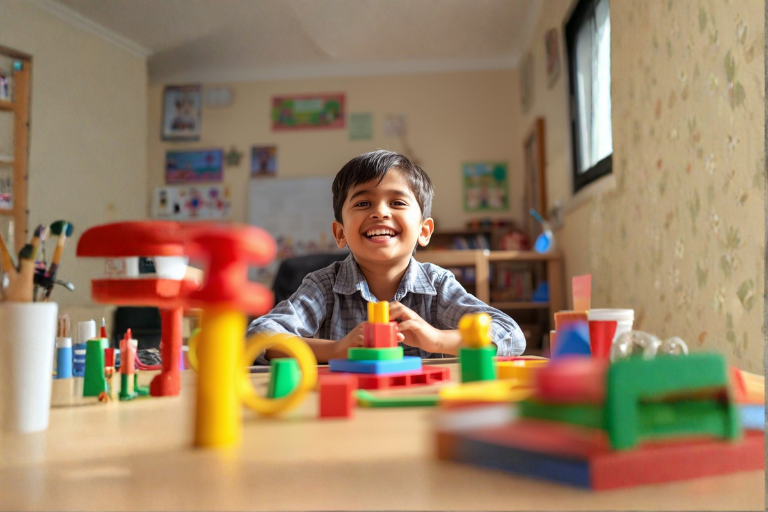 Kid playing with Mathematics Montessori Toys