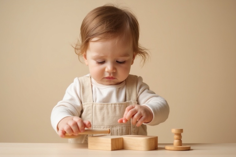 boy playing with Montessori toys